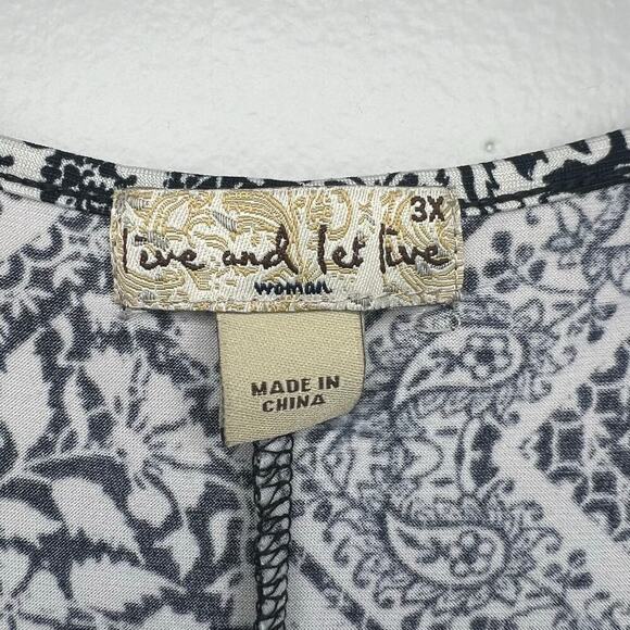 One World Live & Let Live Boho Sleeveless Black White Handkerchief Hem Size 3X - Picture 5 of 11